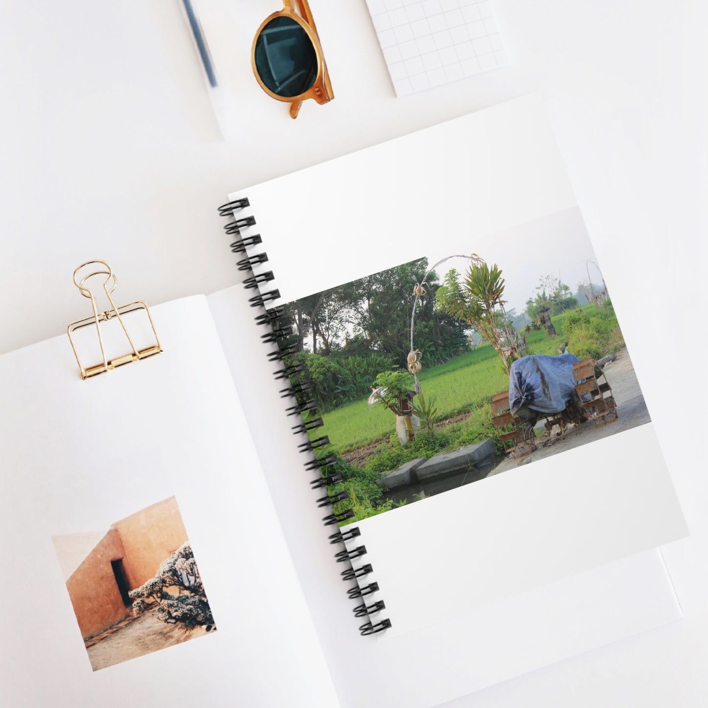 Rice field & machinery - Spiral Notebook - Ruled Line